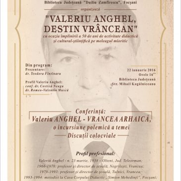 Prof. Valeriu Anghel – 50 de ani de activitate